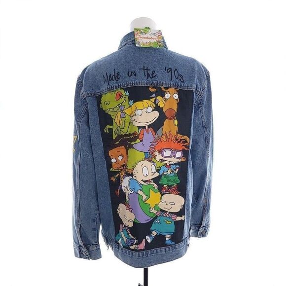 Nickelodeon Women's L Rugrats Long Sleeve Button Blue Jean Jacket Born in the 90 - Picture 1 of 9
